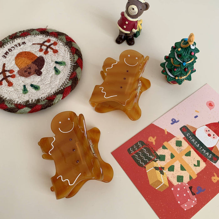 Christmas Gingerbread Man Acetate Hair Claw Accessory