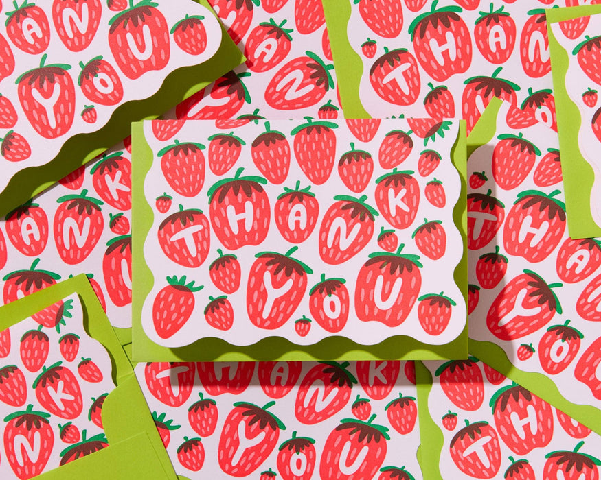 Strawberry Box Set Colorful Letterpress Thank You Notecards