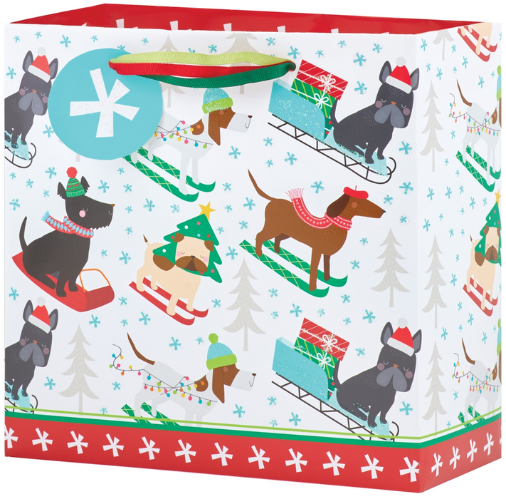 Doggin' Down The Hill Medium Holiday Gift Bag