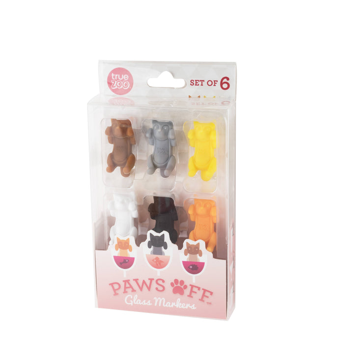 TrueZoo Paws Off™ Silicone Cat Beverage Markers - Set of 6