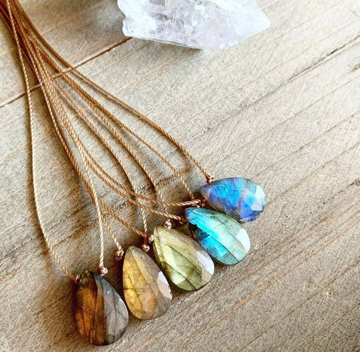 Labradorite Faceted Teardrop Necklace
