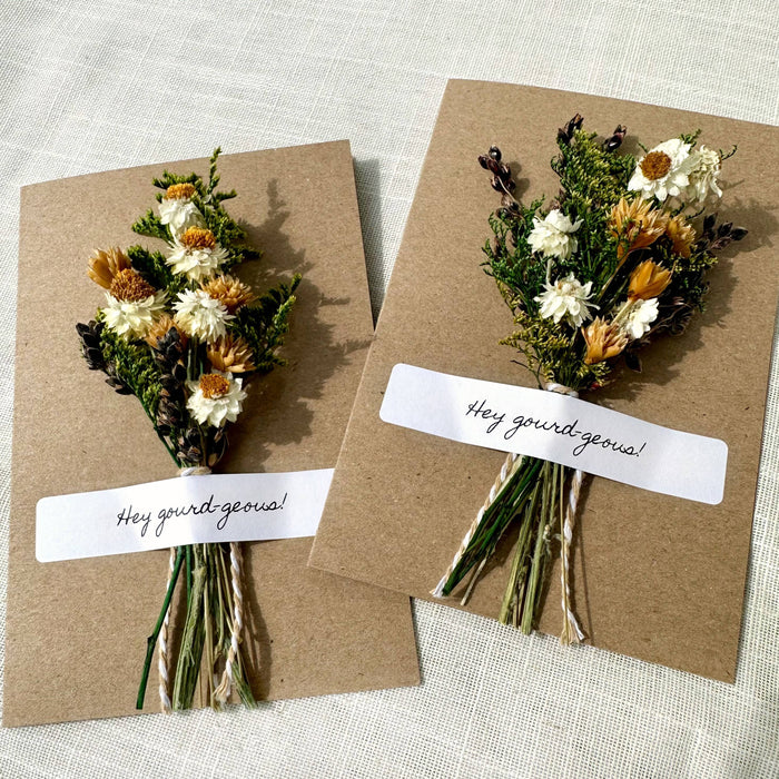 Hey Gourd-geous! Fall Dried Floral Bouquet Card for Autumn