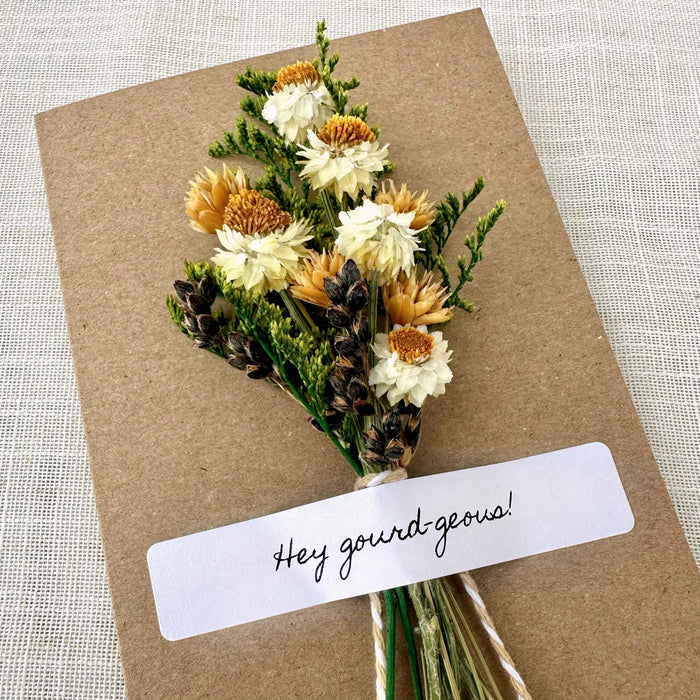 Hey Gourd-geous! Fall Dried Floral Bouquet Card for Autumn
