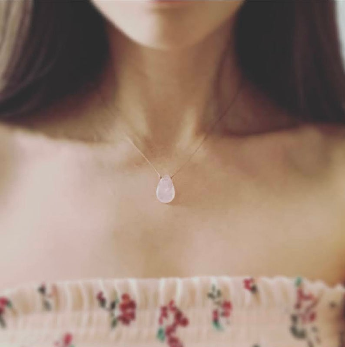 Rose Quartz Faceted Teardrop Necklace