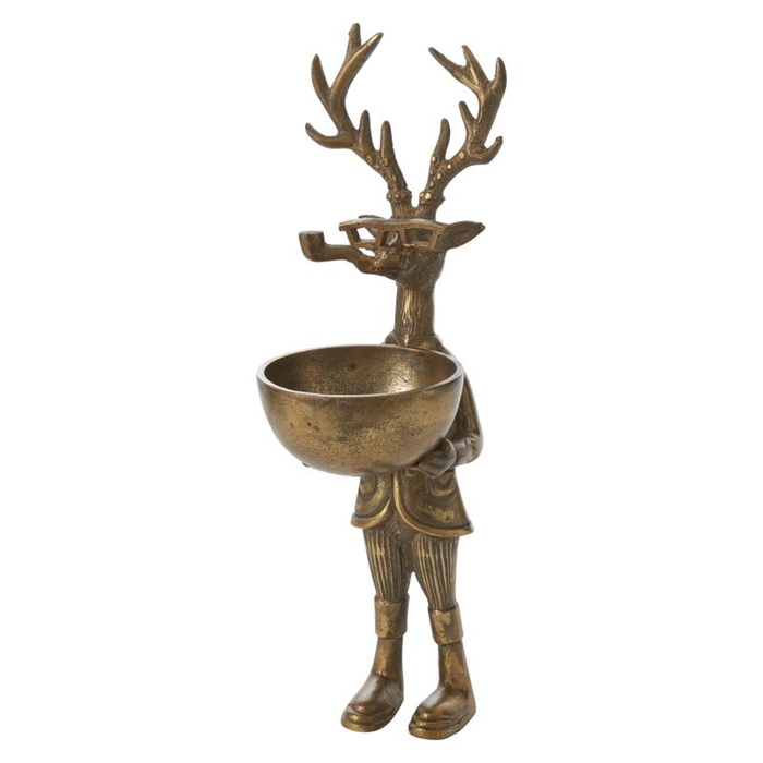metal decor featuring stag holding a bowl