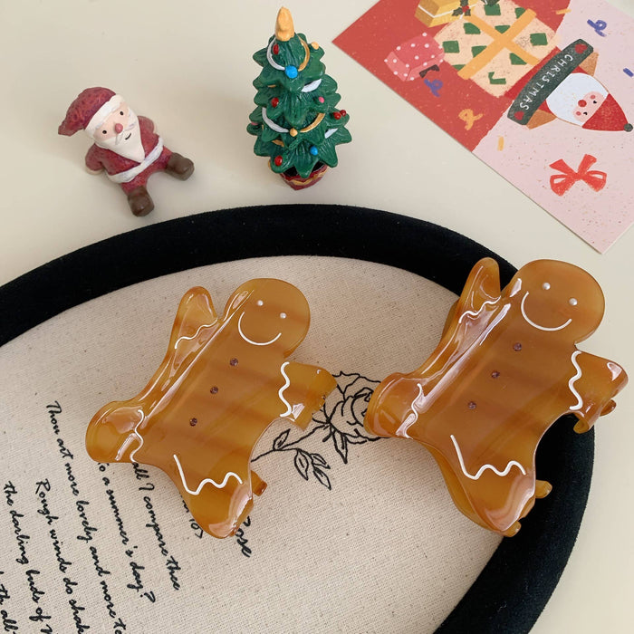 Christmas Gingerbread Man Acetate Hair Claw Accessory