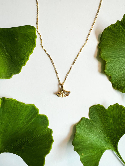 Gold Ginkgo Leaf Necklace