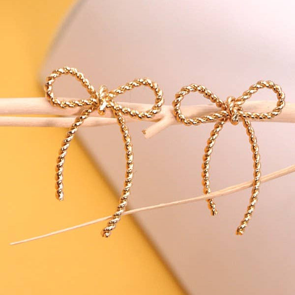 Rope Bow Stud Earrings