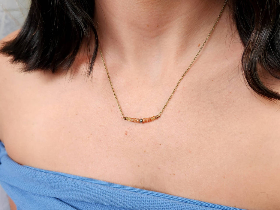 Dainty Citrine, Sunstone & Silver Necklace