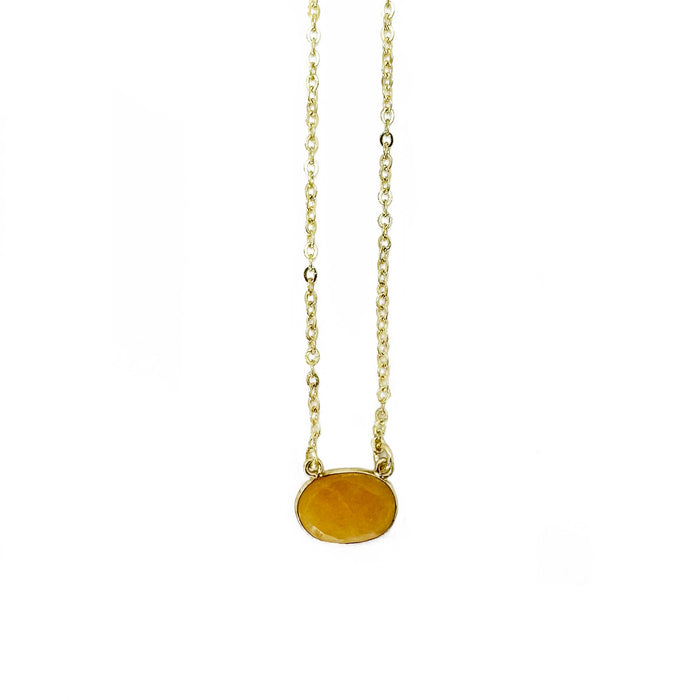 GoldPlated Necklace with SemiPreciousStone Yellow Aventurine