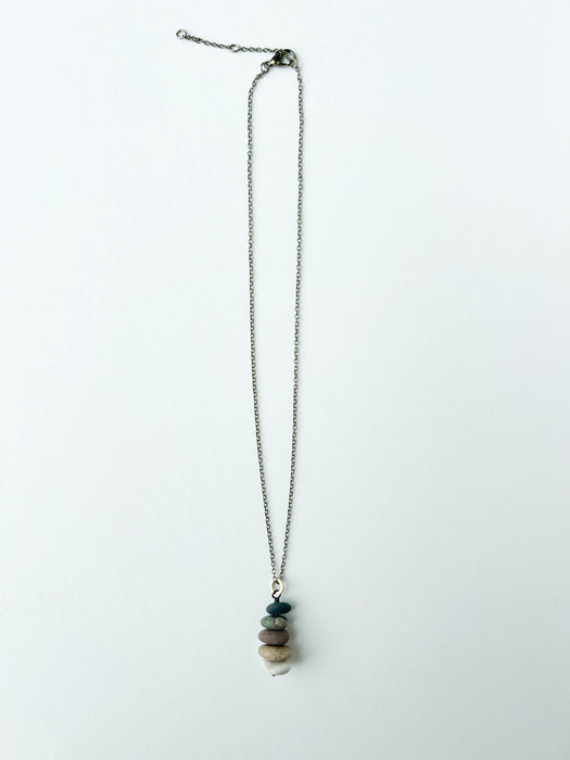 Lake Stone Cairn Charm Necklace (18" Chain)