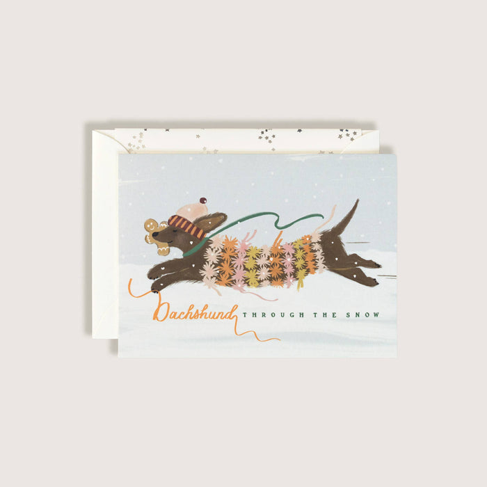 Dachshund Dashing Through The Snow Christmas, BOX SET of 8