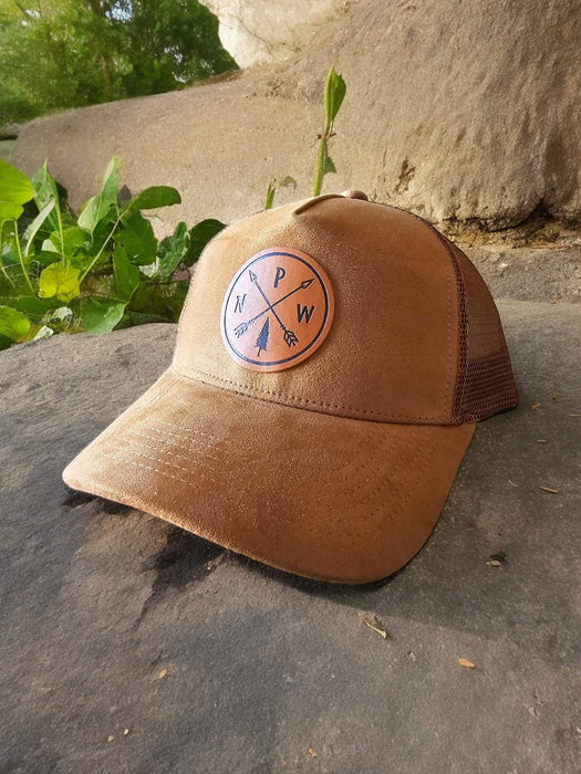 PNW Leather Patch Trucker Hat With Arrows