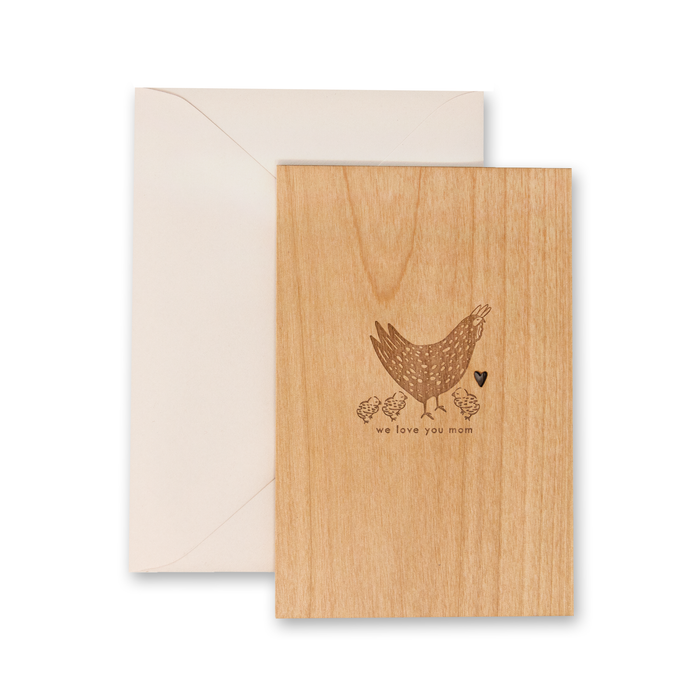 We Love You Mom Hen and Chicks Wood Card