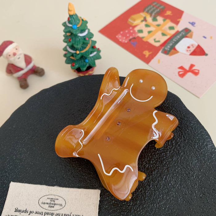 Christmas Gingerbread Man Acetate Hair Claw Accessory