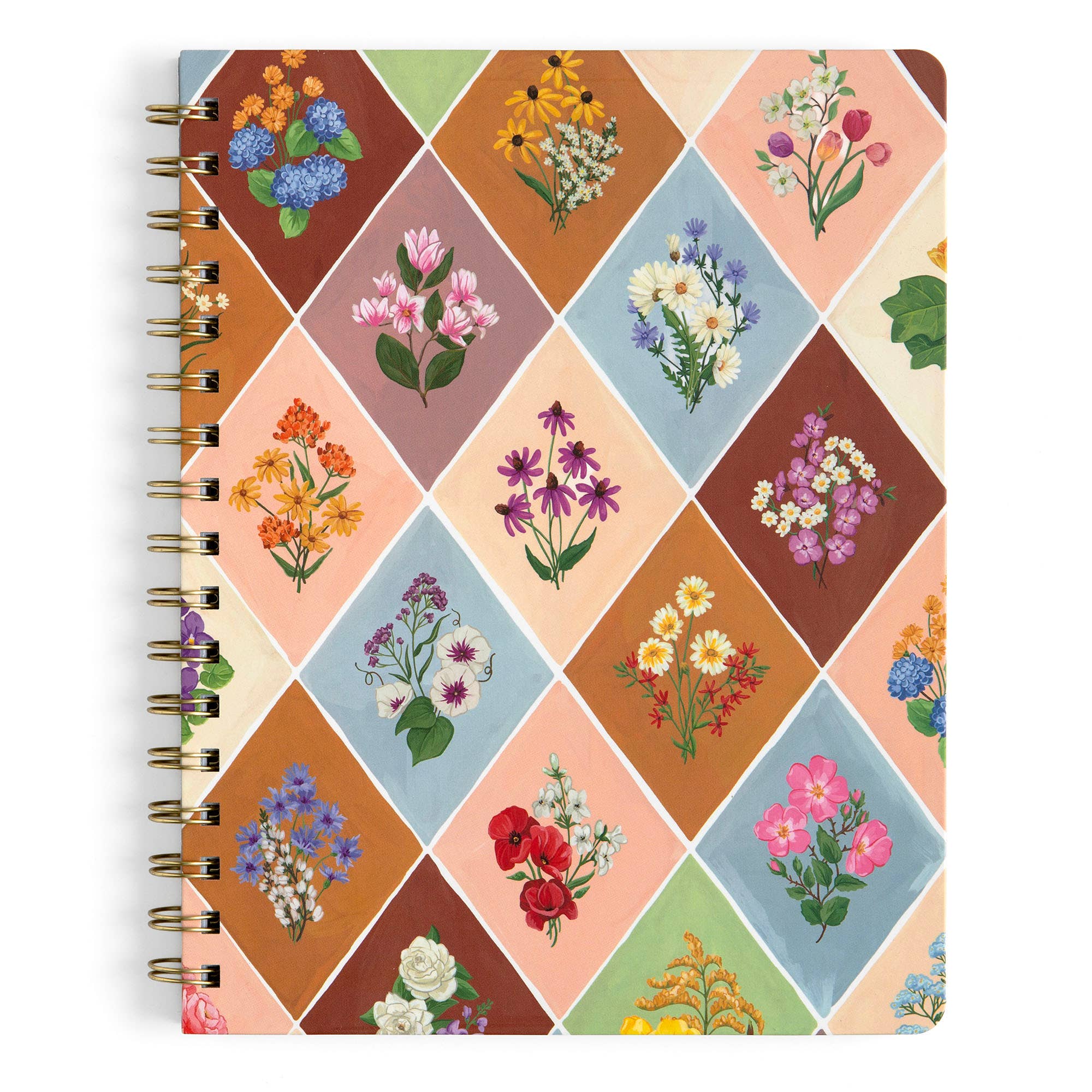 Notebook with floral pattern on a white background