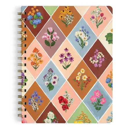 Notebook with floral pattern on a white background