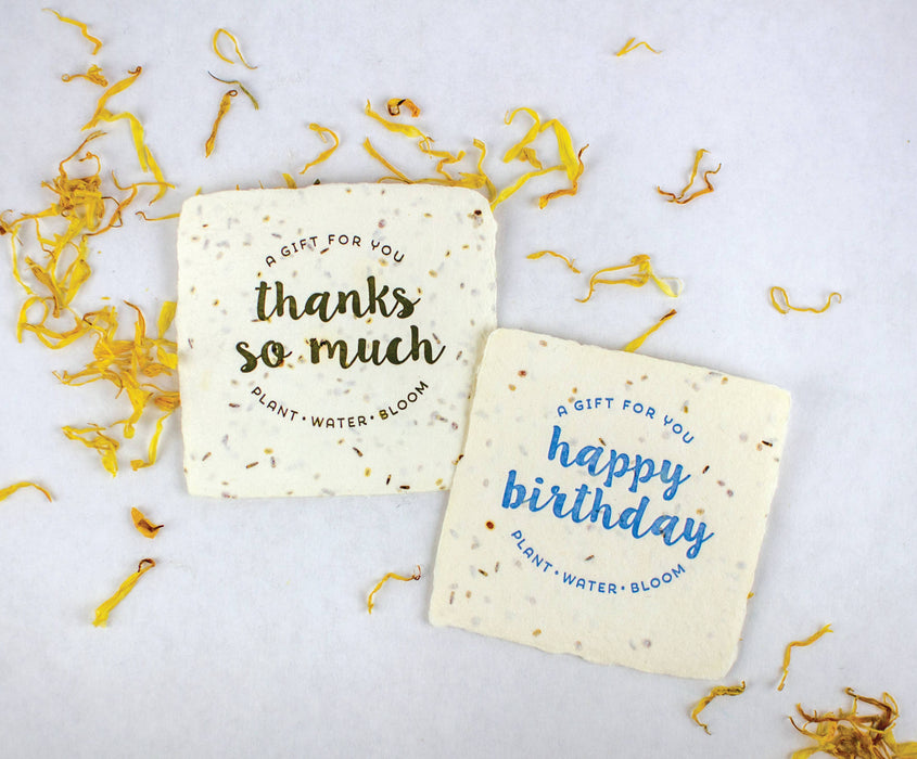 Happy Birthday Petite Wildflower Handmade Paper Letterpress