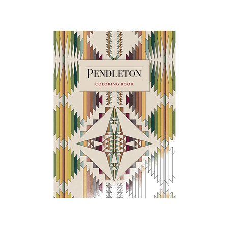 A book cover for 'Pendleton: Coloring Book' featuring a Southwestern geometric pattern in beige, green, brown, and red on a white background.