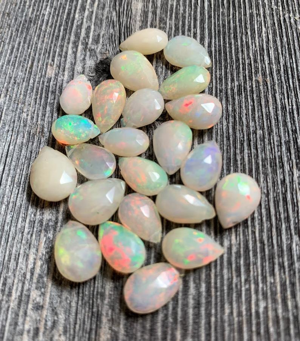 Ethiopian Opal Small Faceted Teardrop Necklace