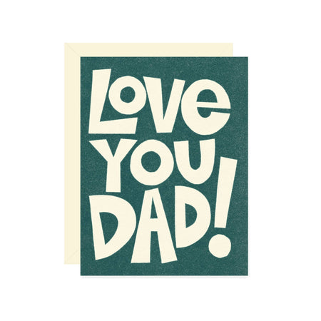 Card with 'Love You Dad!' text on a green background