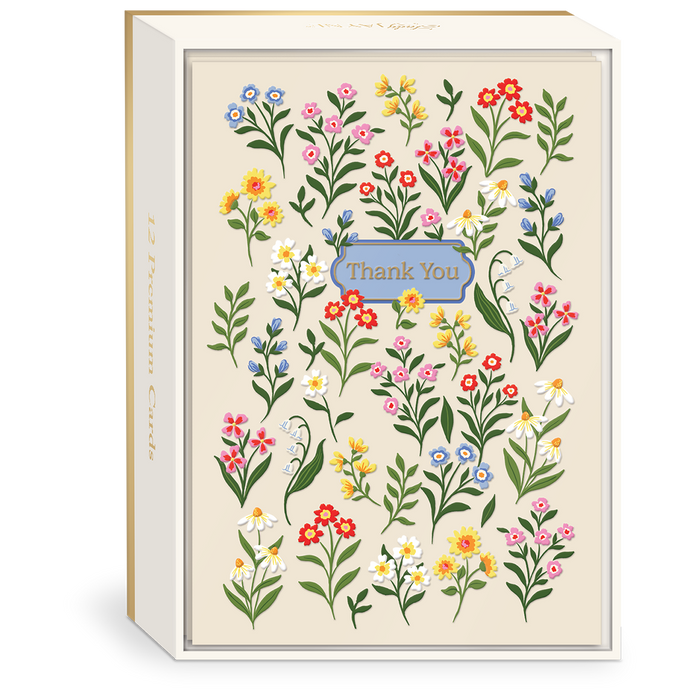 Thank You Floral Sprigs Note Cards - 12pc