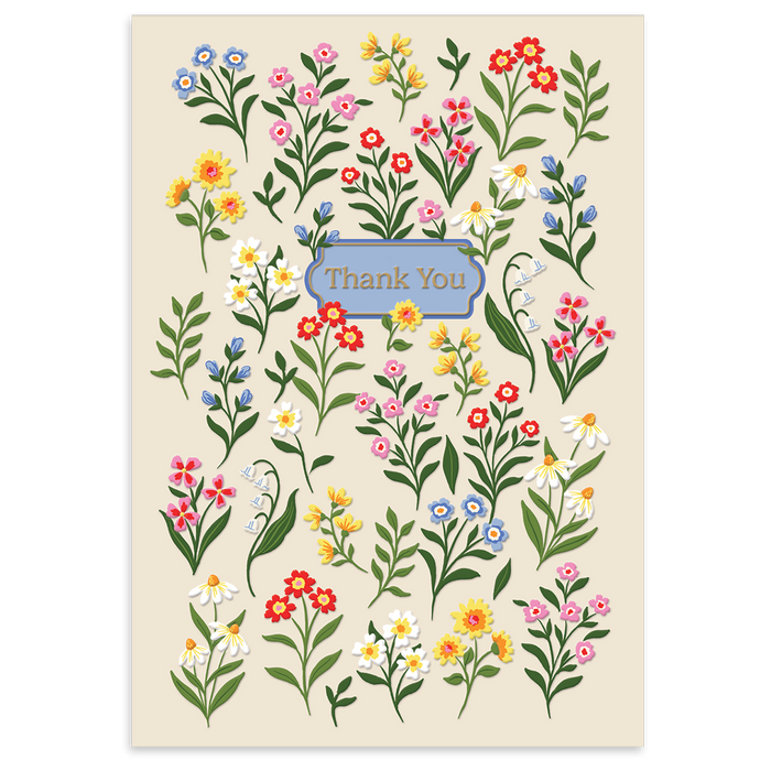 Thank You Floral Sprigs Note Cards - 12pc