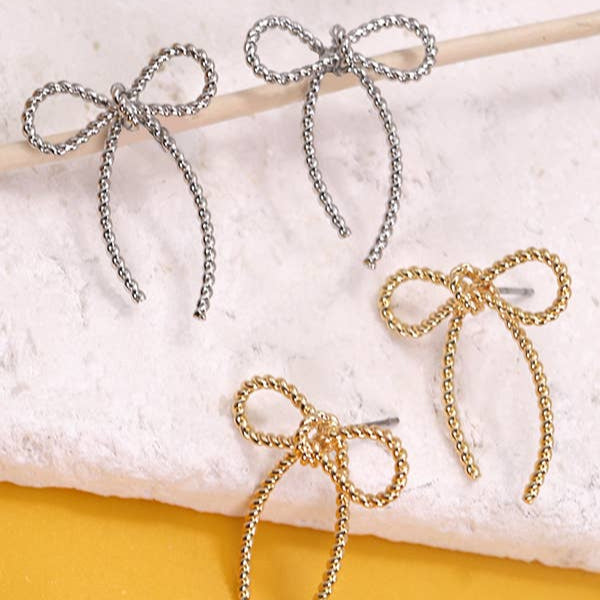 Rope Bow Stud Earrings