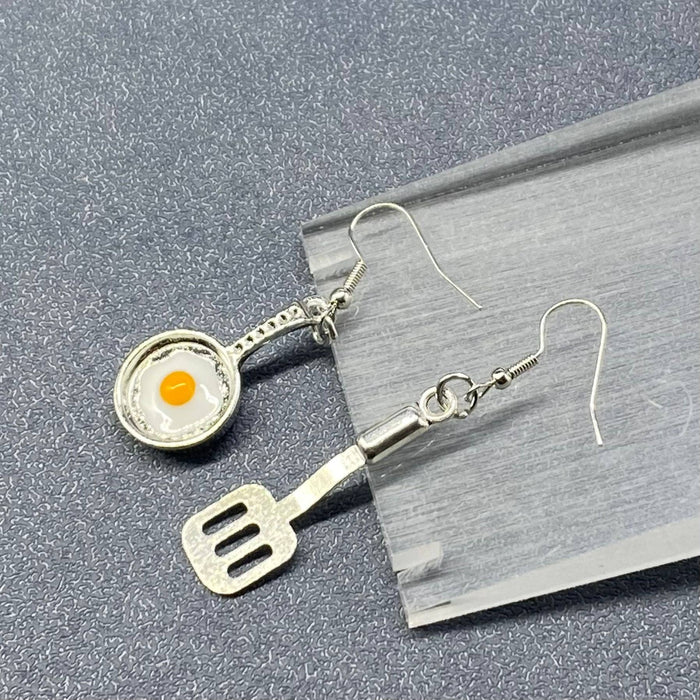 Poached Egg Kitchenware Dangle Earrings - YK