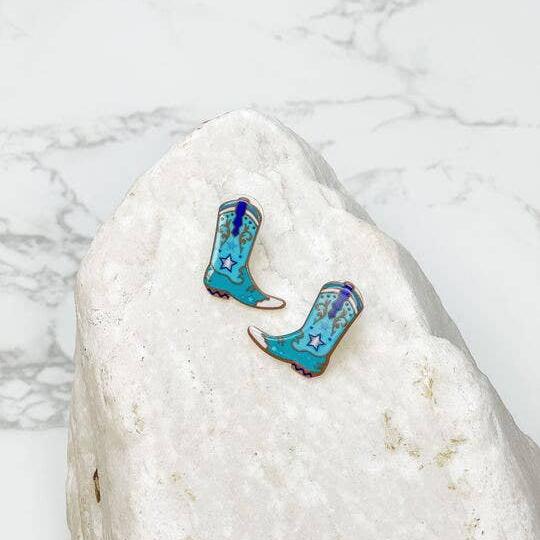 Cowboy Boot Acrylic Stud Earrings
