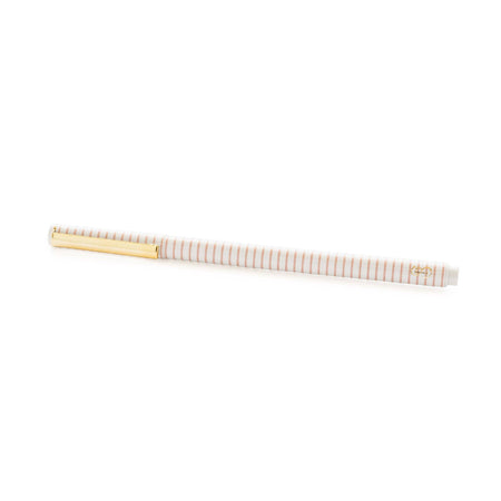 White pen with gold clip on a white background