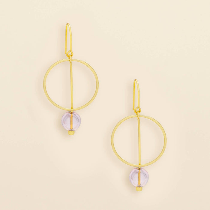 Refined Glass Drop Earrings - Pink/Gold
