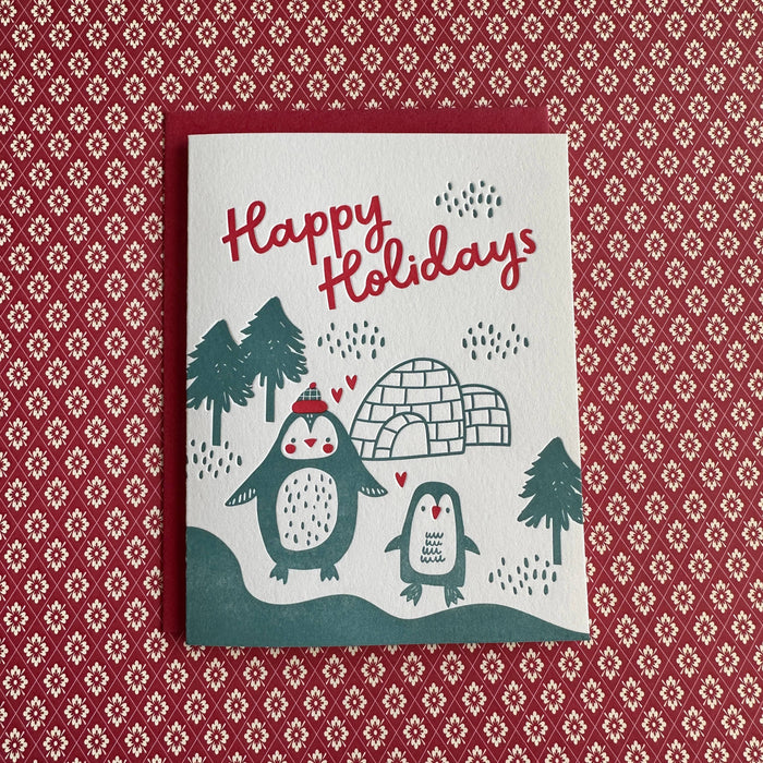 Happy Holidays Penguin Card