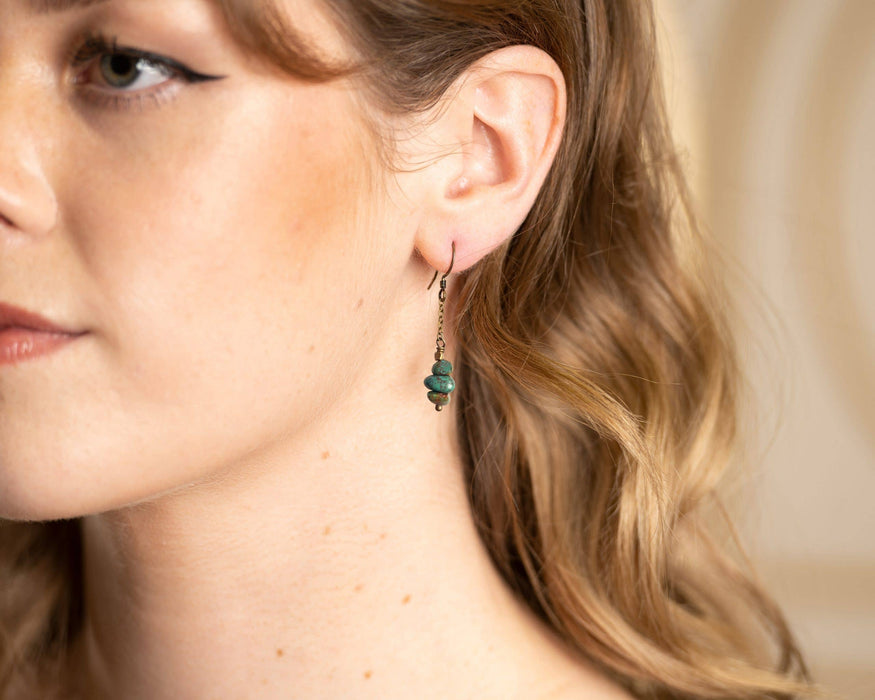Turquoise Pebble Chain Earrings