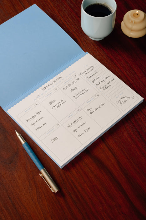 Weekly Desk Planner, Undated -  Floral Checkerboard