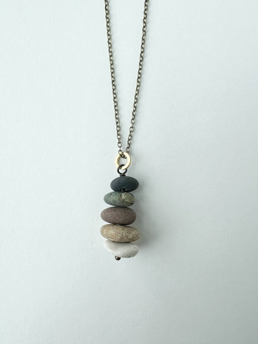 Lake Stone Cairn Charm Necklace (18" Chain)