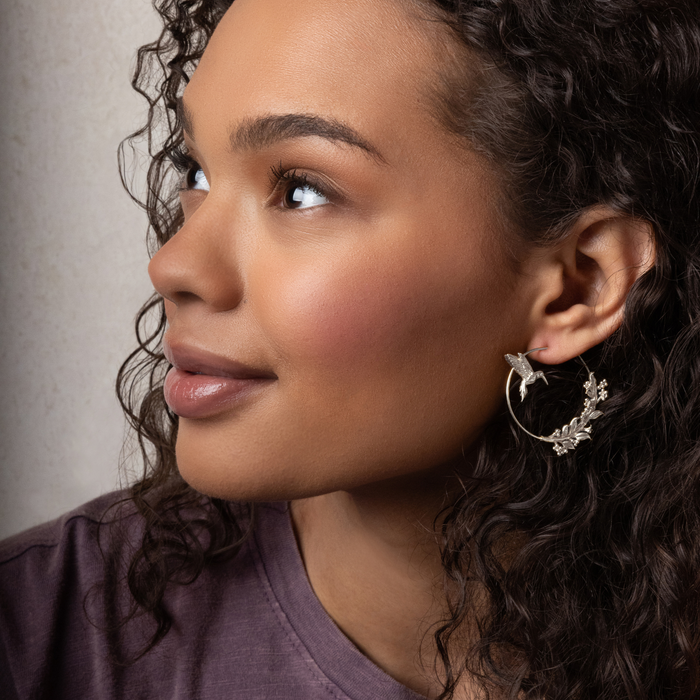 Refined Icon Earring - Hummingbird Hoop/Silver