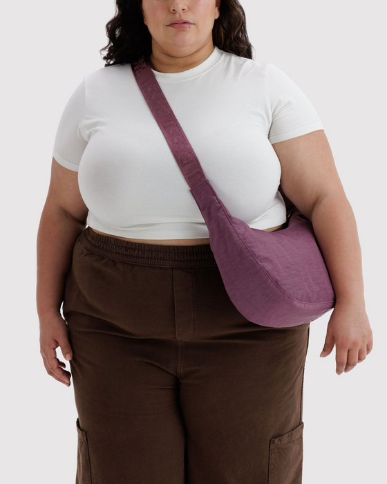 Medium Nylon Crescent Bag - Wild Plum