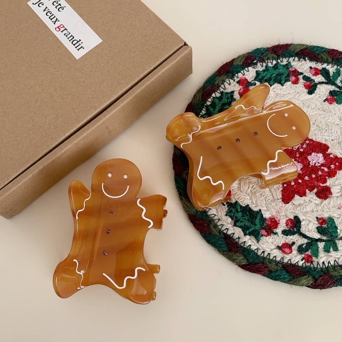 Christmas Gingerbread Man Acetate Hair Claw Accessory
