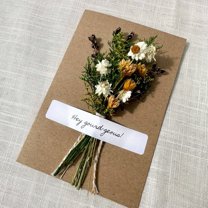 Hey Gourd-geous! Fall Dried Floral Bouquet Card for Autumn