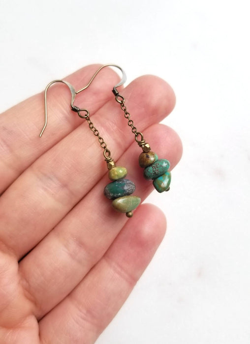 Turquoise Pebble Chain Earrings