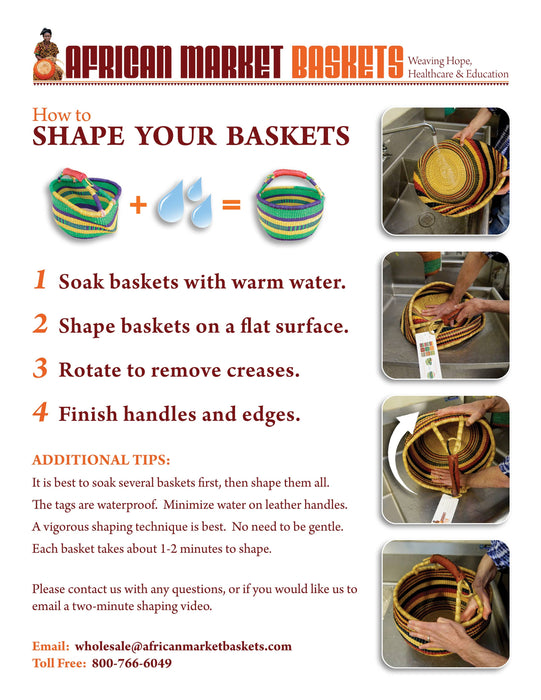African Bolga Baskets : Navy/Nat. Mini w/Leather (G-149AN+)