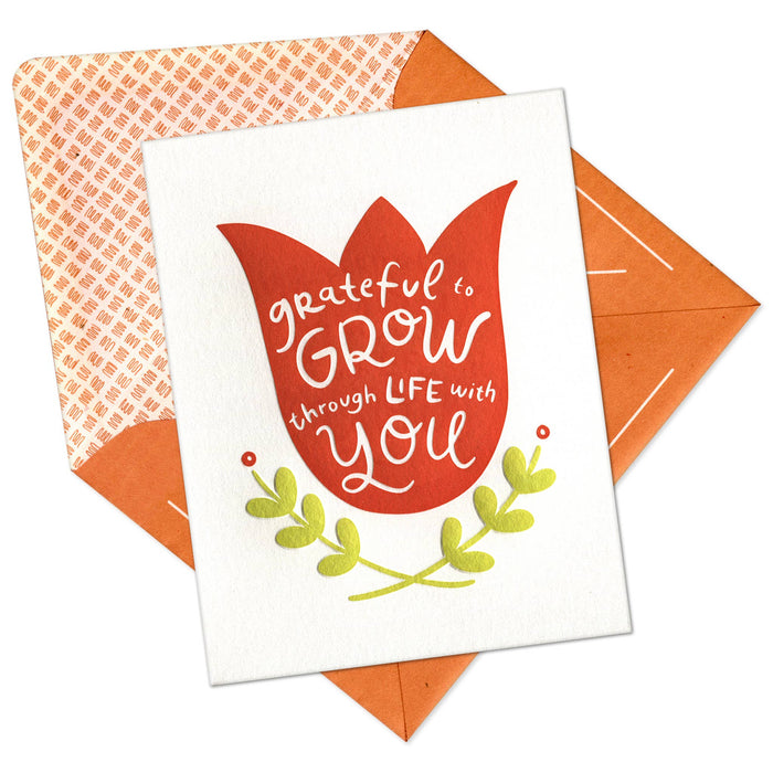Grateful to Grow Through Life With You Letterpress Card