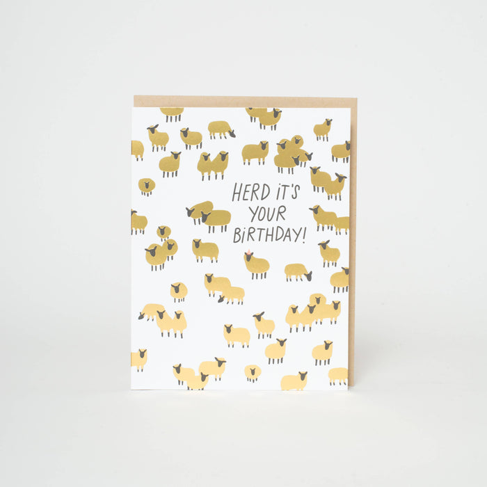 Birthday Sheep Herd Letterpress Greeting Card