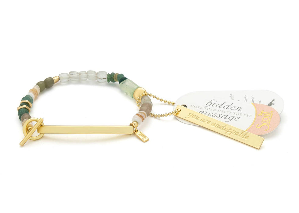 Hidden Message Bracelet - Unstoppable/Chiltonite/Gold