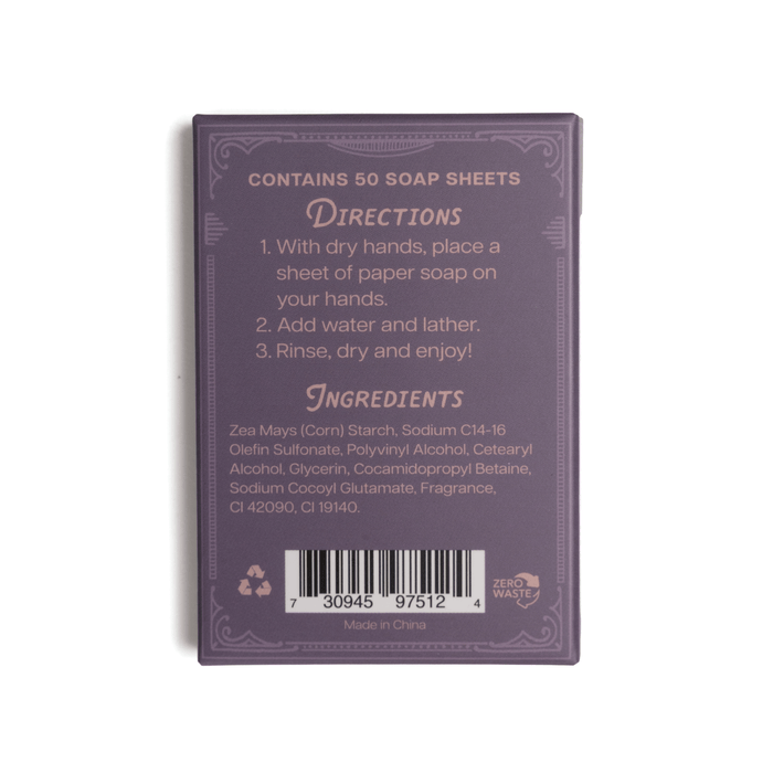 Paper Soap – Lavender + Fir Paper Soap, 50 sheets