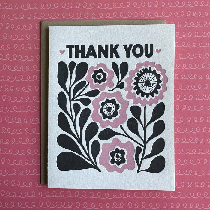 Thank You Pink Flowers Card