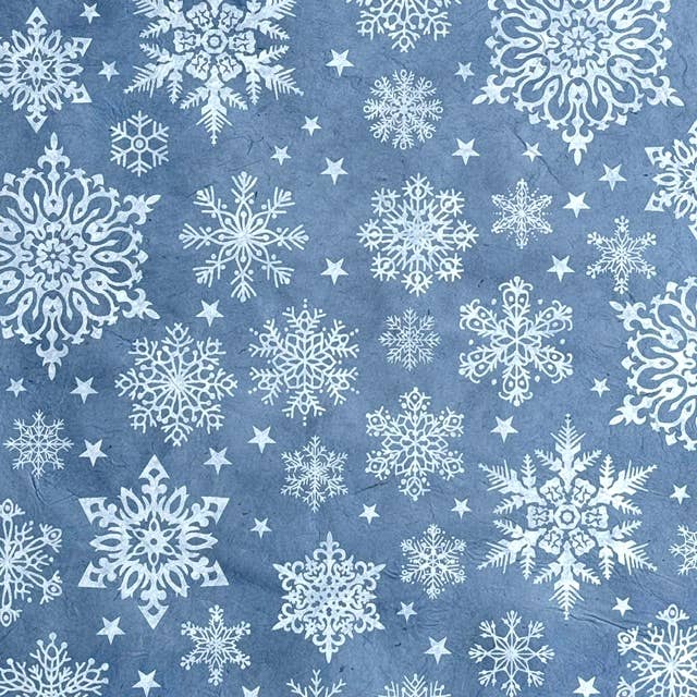 20x30 Snowflakes, white on sky blue