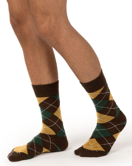 Argyle Cashmere Men's Crew Socks