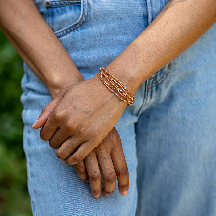 Seed-bead Stretchy Bunch Bracelets – Lavish Blush